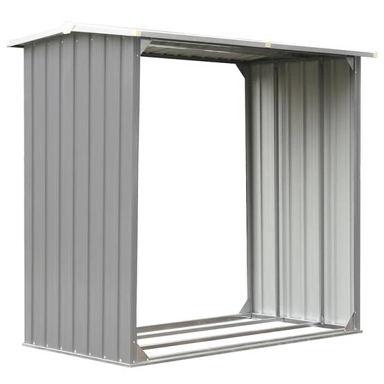 Abri à bûches Acier Galvanisé pour Jardin Stockage Bois 172x91x154 cm Gris - ComfortXL Outdoor Living - Image 2