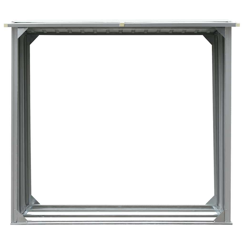 Abri à bûches Acier Galvanisé pour Jardin Stockage Bois 172x91x154 cm Gris - ComfortXL Outdoor Living - Image 3