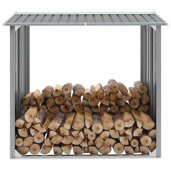 Abri à bûches Acier Galvanisé pour Jardin Stockage Bois 172x91x154 cm Gris - ComfortXL Outdoor Living - Image 1