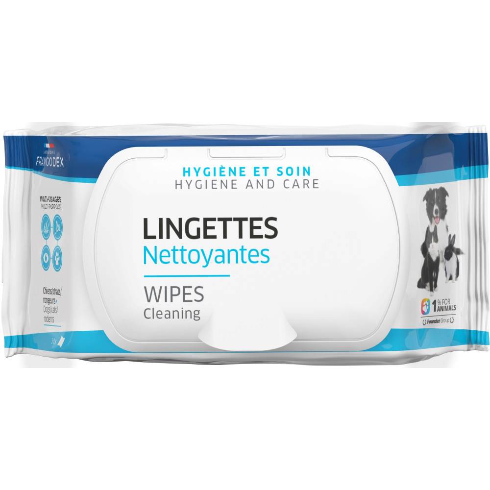 Francodex - Lingettes Nettoyantes Multi-Usages 30 Pour Chiens, Chats et Petits Mammifères - Imagen 2