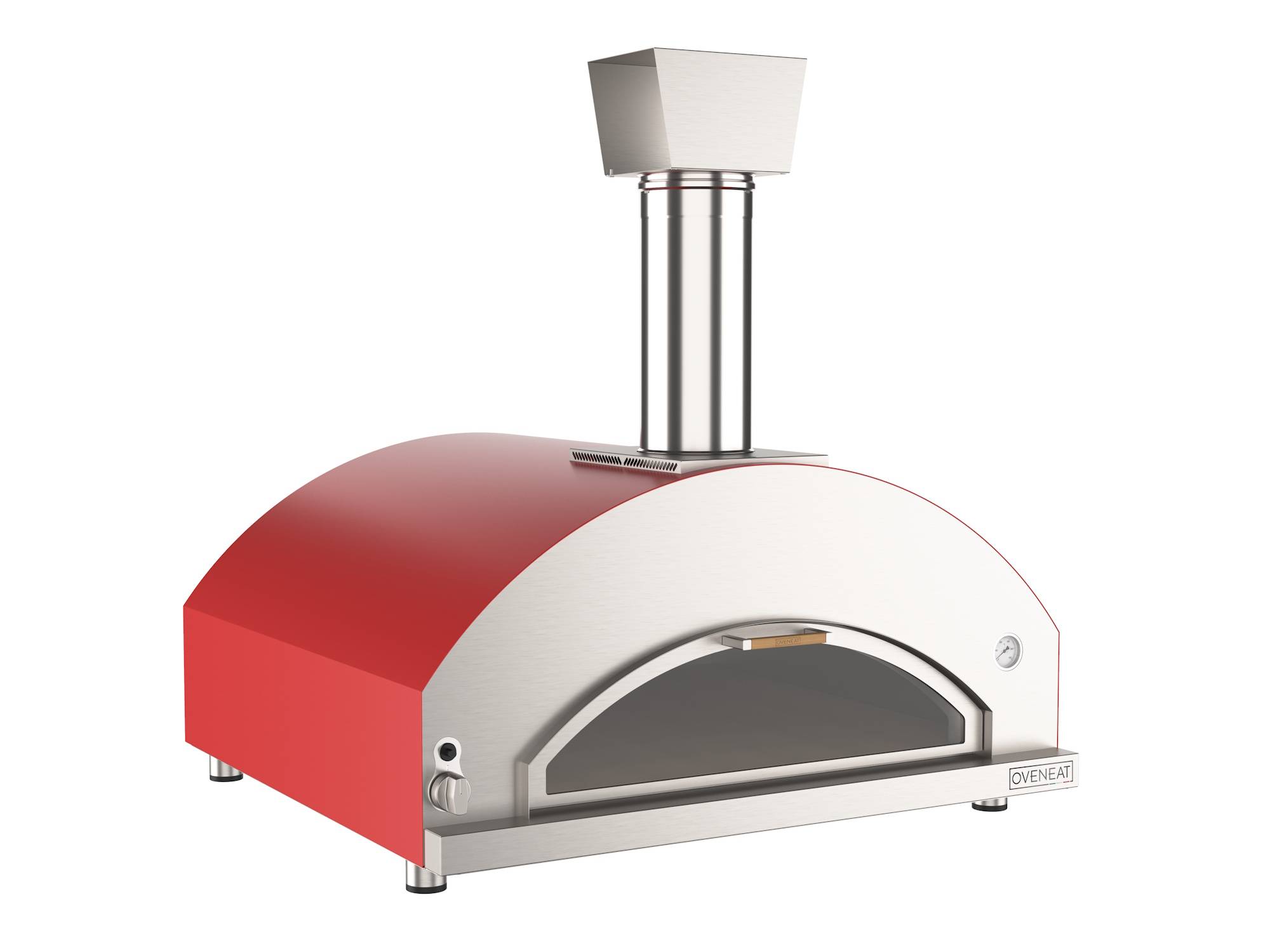 Four pizza gaz LUX 5 - Rouge + Pelle à Pizzas + Chariot + Tablette latérale - OVENEAT - Image 2