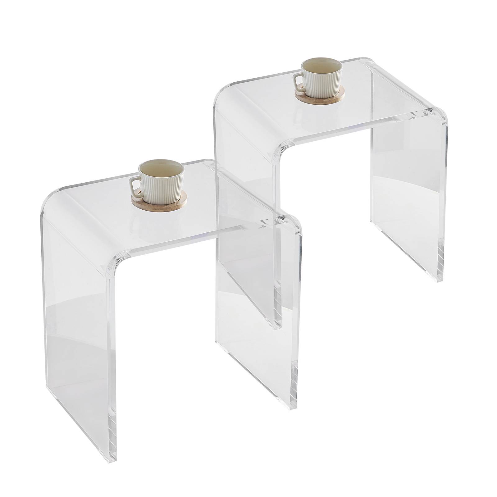 VEVOR Table appoint 2 pièces forme C, acrylique, charge 25 kg, transparent. 415x305x460 mm. - Image 1