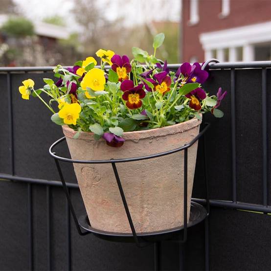 Support Jardinière Balcon 50 Cm En Métal Noir - Support Pot & Plante Pour Balustrade, Sans Perçage, Jusqu'à 7 Cm D'Épaisseur