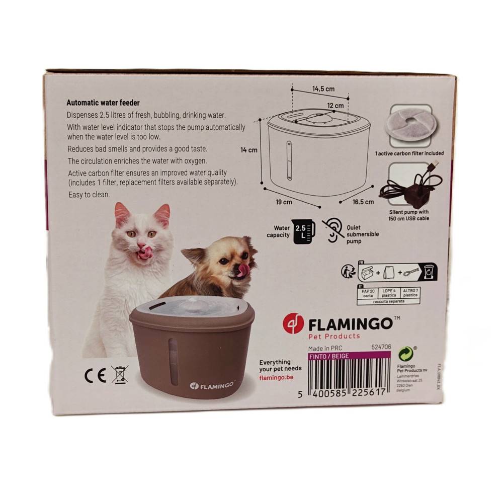 Fontaine a eau Finto Beige 2,5 Litres pour chat et petit chien - Image 9