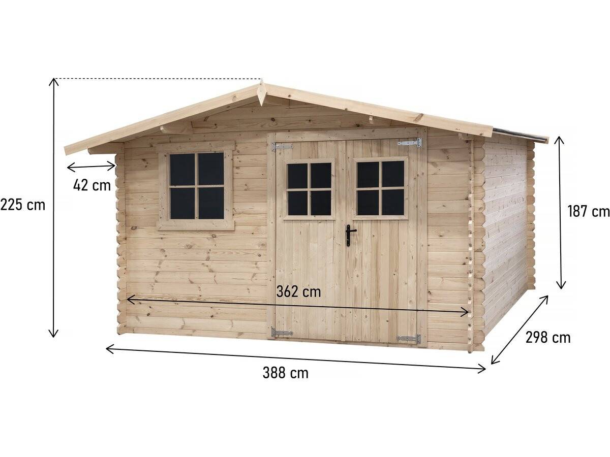 Abri De Jardin En Bois 14m² "oz" - 388 X 298 X 225 Cm - 28 Mm -habitat Et Jardin - Image 3