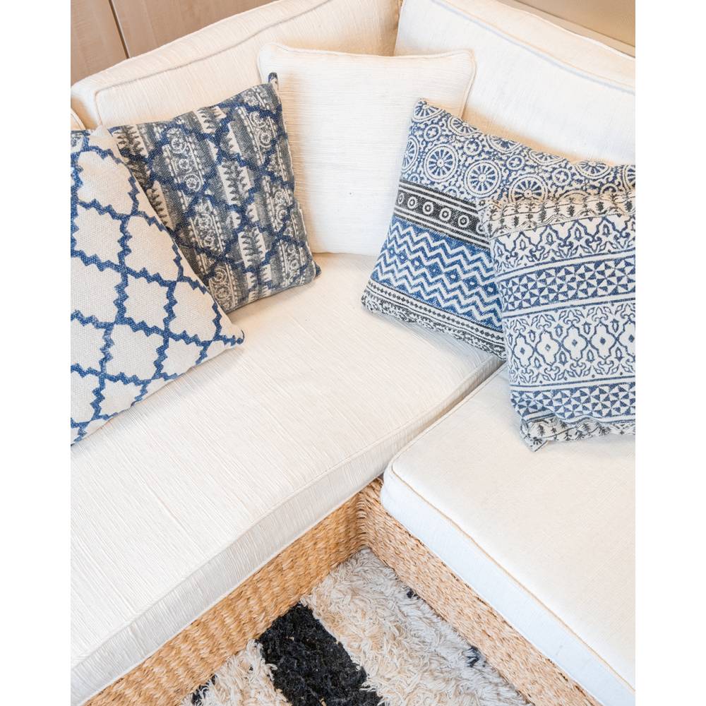 Aubry Gaspard - Coussin bleu et blanc en coton (Lot de 2) 50 x 50 cm - Imagen 2
