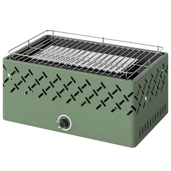 Barbecue portable au charbon de bois avec ventilateur intégré pour une utilisation en extérieur, vert clair - Image 2