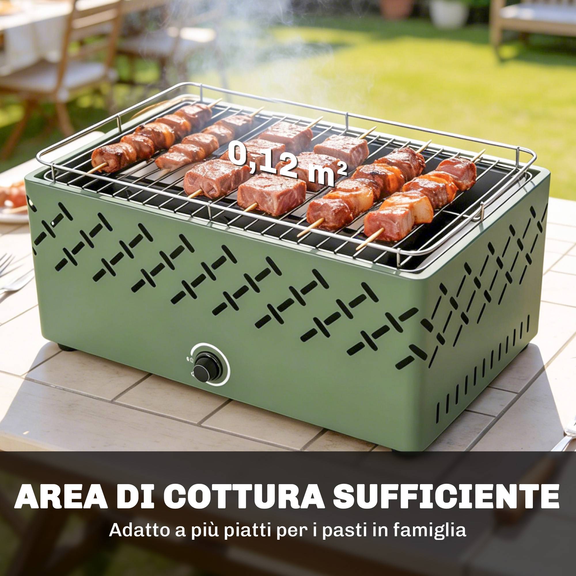 Barbecue portable au charbon de bois avec ventilateur intégré pour une utilisation en extérieur, vert clair - Image 7