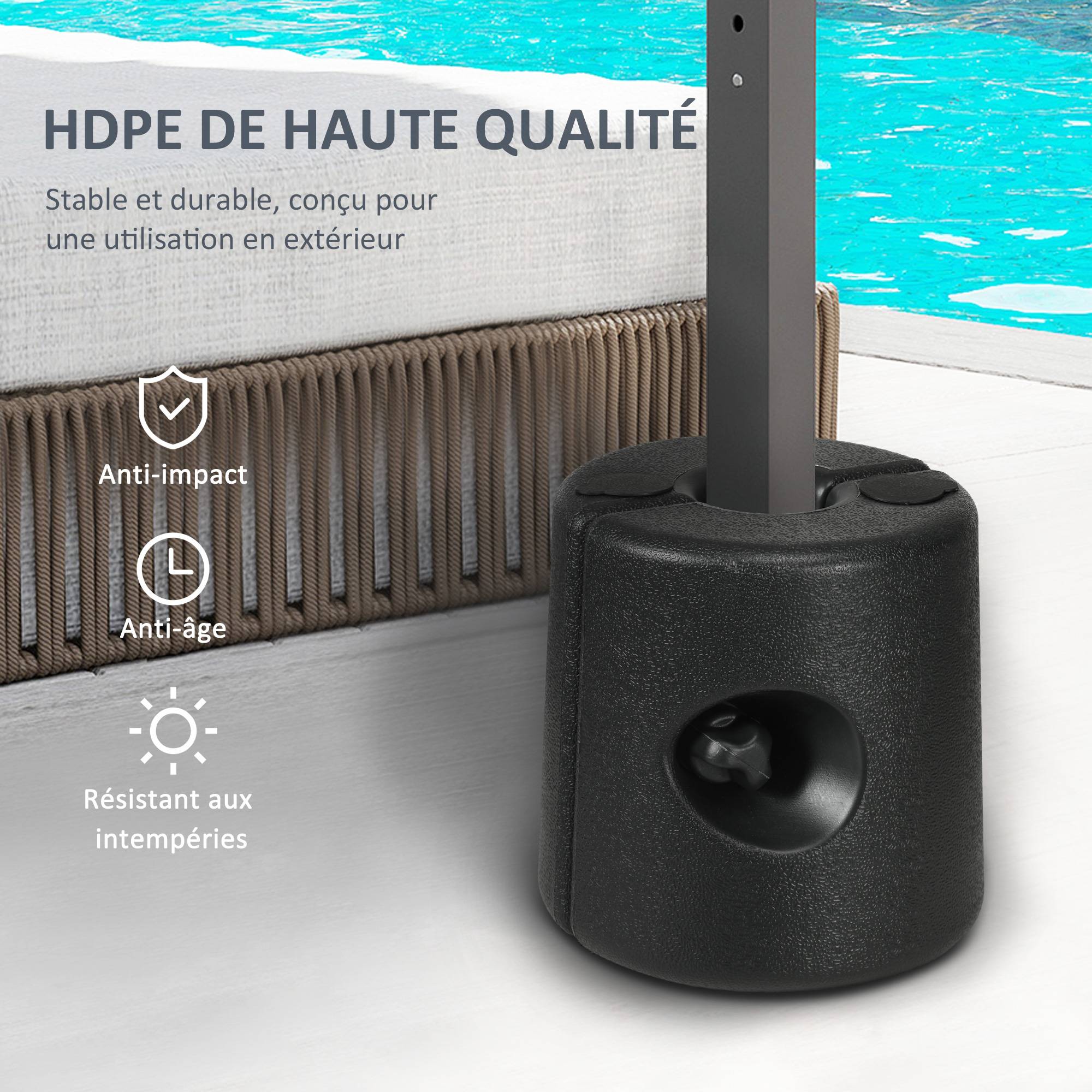 Outsunny - Lot 4 pieds de tonnelle pop-up remplissage eau/sable avec vis sécurité pour pavillon HDPE noir - Outsunny - Imagen 8
