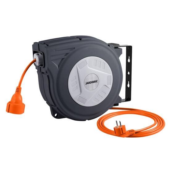 Jardibric - Jardibric - Dévidoir Électrique Mural Automatique 25 m - 3200W - Câble 3G1.5 mm² - 230V - Rallonge 2 m - Image 1