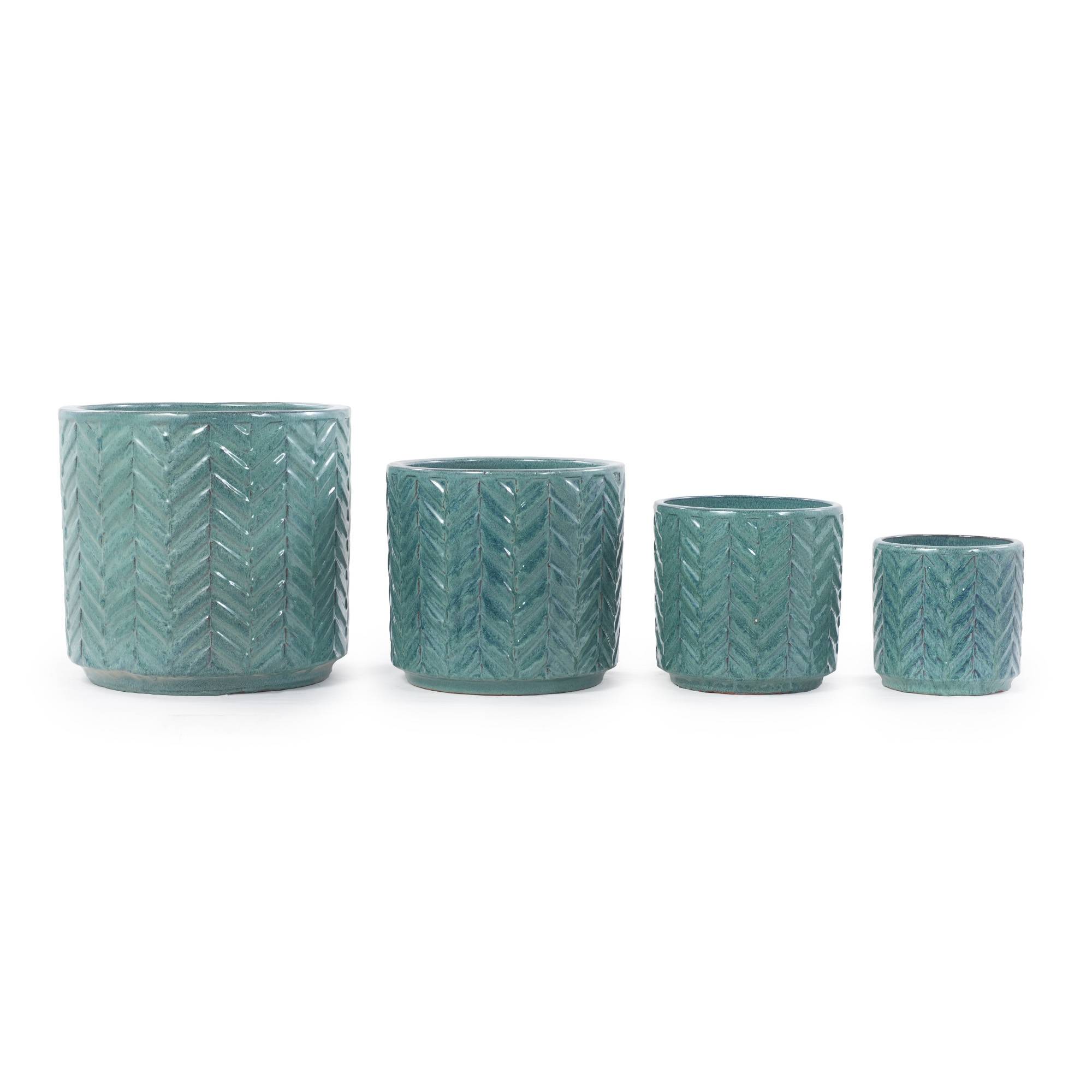 ComfortXL - Pot de fleurs en céramique Ø31,5 cm bleu aqua pour balcon et aromatiques avec drainage - ComfortXL Outdoor Living - Image 8