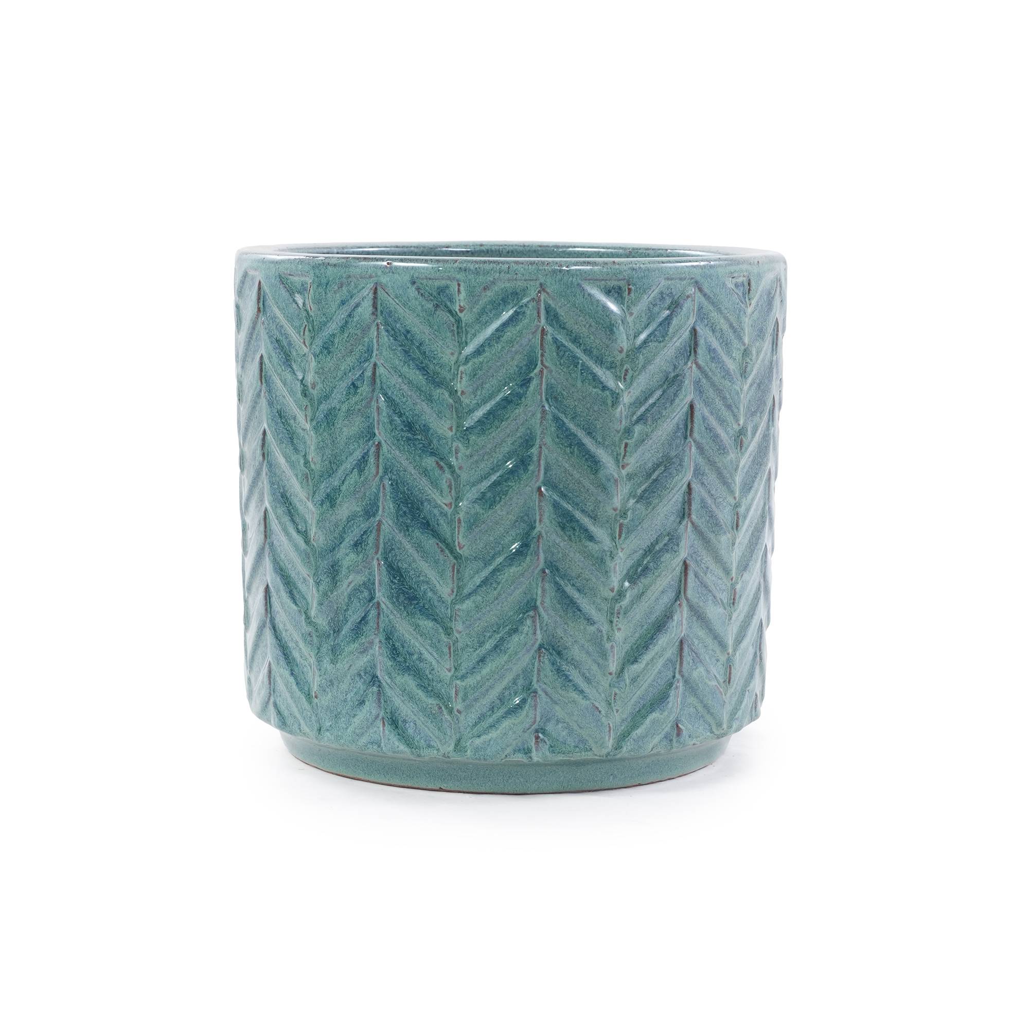 ComfortXL - Pot de fleurs en céramique Ø31,5 cm bleu aqua pour balcon et aromatiques avec drainage - ComfortXL Outdoor Living - Image 9