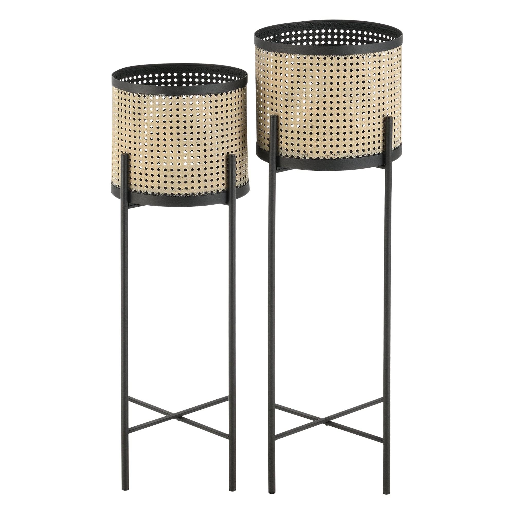 Helloshop26 - Lot de 2 supports de plante colfontaine métal tailles différentes noir sable - Imagen 1