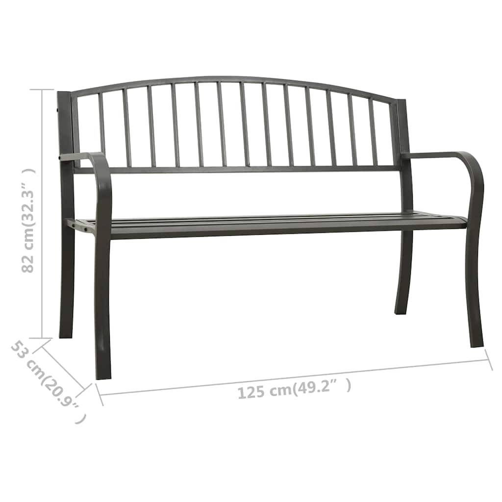 Vidaxl - Banc de jardin 125 cm acier gris vidaXL 312037 - Imagen 7