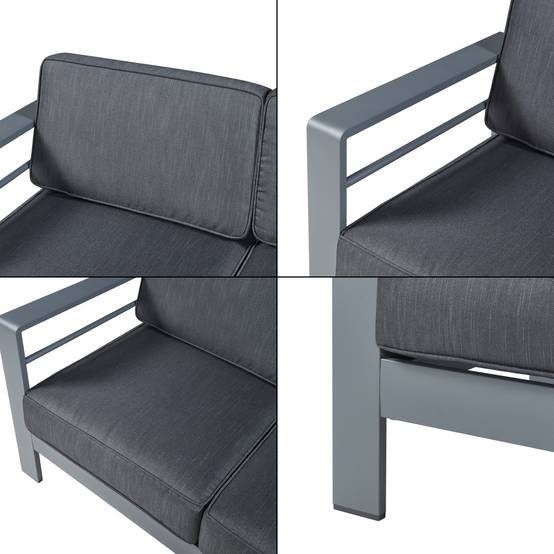 Casa.Pro - Canapé de jardin 2 places Avise 144 x 70 x 62 cm anthracite gris foncé casa.pro - Imagen 6