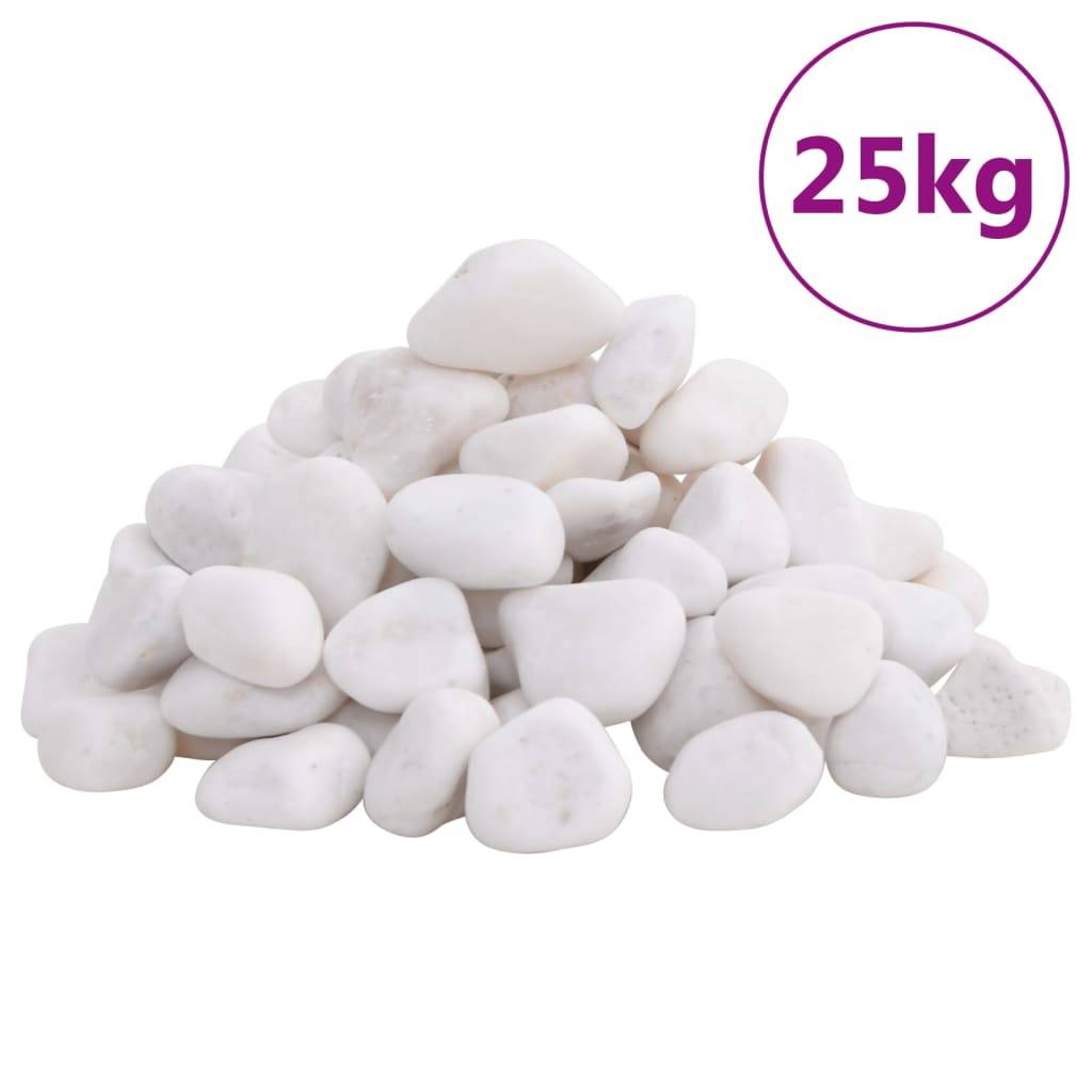 Galets Décoratifs Blancs Pierres Polies pour Jardin Paillage Déco Aquarium 2-5 cm 25 kg - ComfortXL Outdoor Living - Image 1