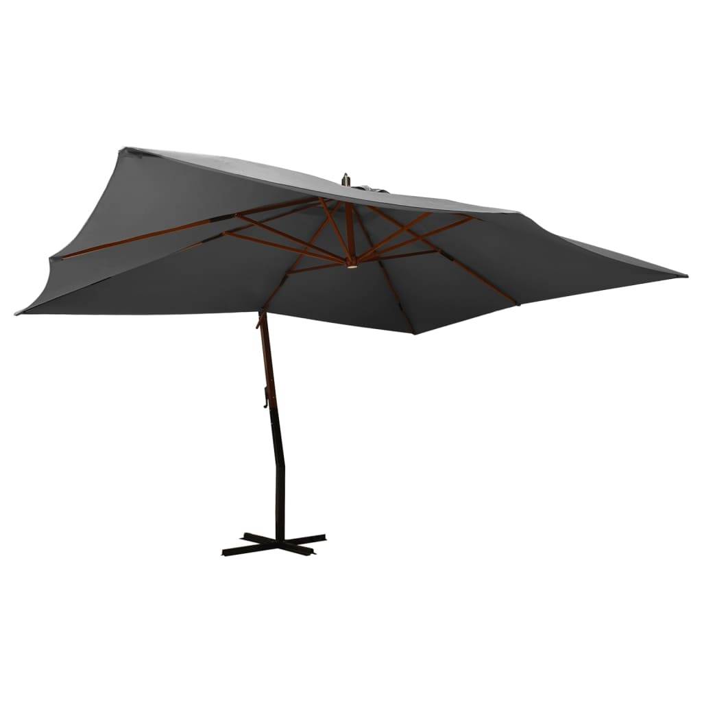 Helloshop26 - Parasol mobilier de jardin en porte-à-faux avec mât en bois 400 x 300 cm anthracite - Imagen 1
