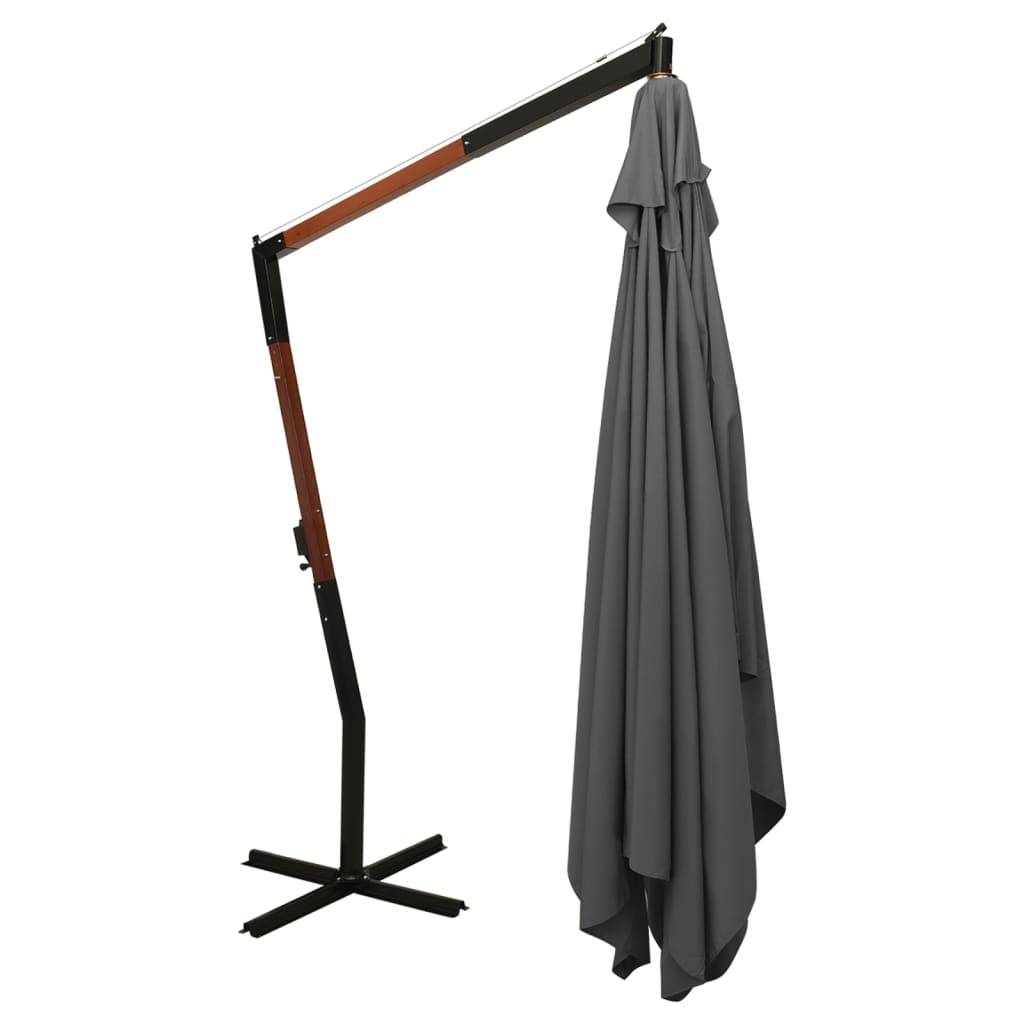 Helloshop26 - Parasol mobilier de jardin en porte-à-faux avec mât en bois 400 x 300 cm anthracite - Imagen 4