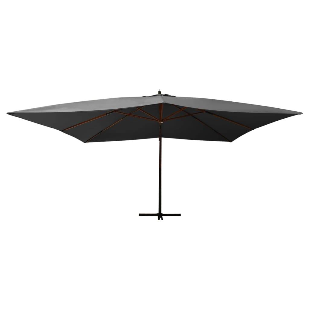 Helloshop26 - Parasol mobilier de jardin en porte-à-faux avec mât en bois 400 x 300 cm anthracite - Imagen 2