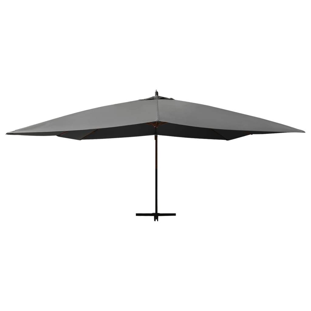 Helloshop26 - Parasol mobilier de jardin en porte-à-faux avec mât en bois 400 x 300 cm anthracite - Imagen 3