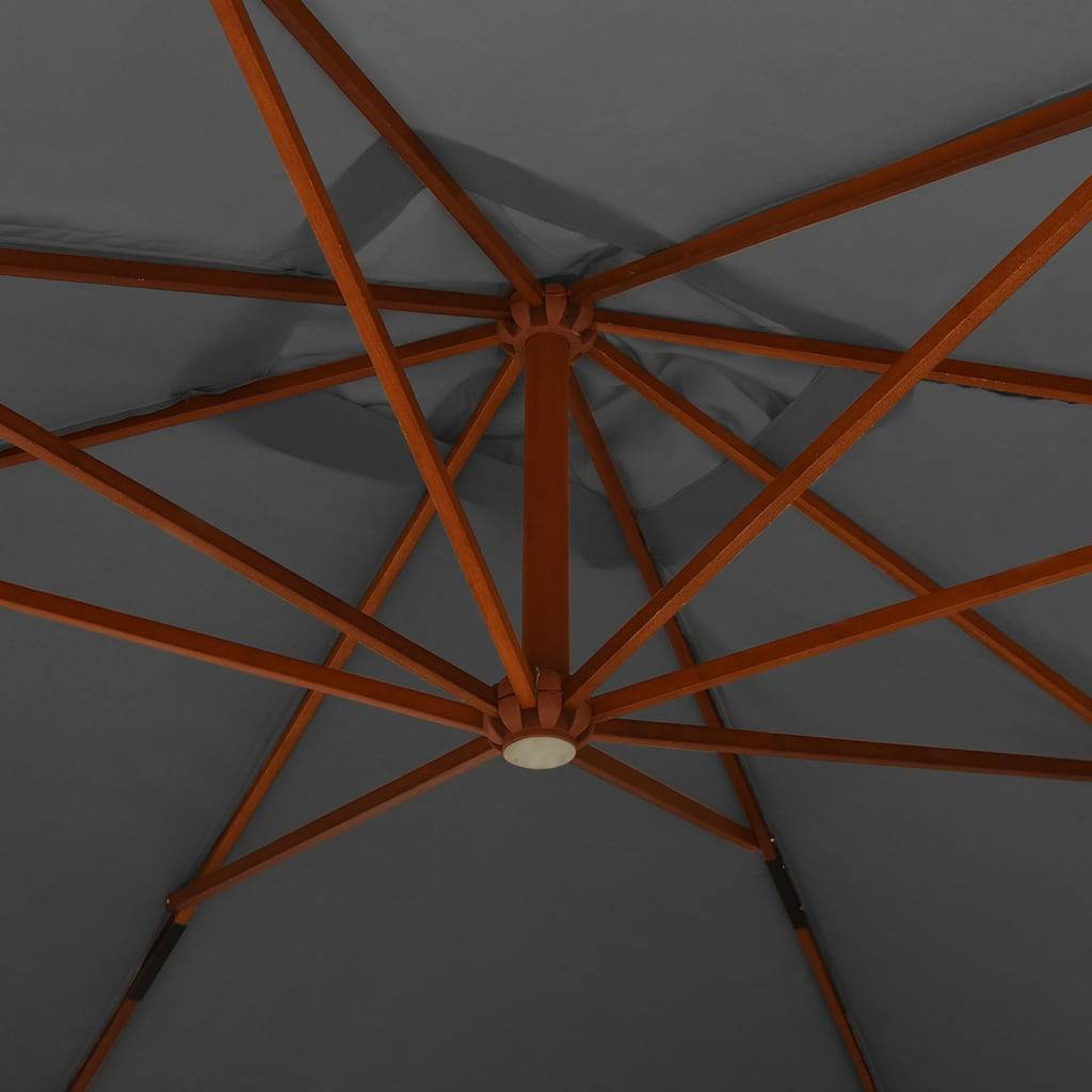 Helloshop26 - Parasol mobilier de jardin en porte-à-faux avec mât en bois 400 x 300 cm anthracite - Imagen 5