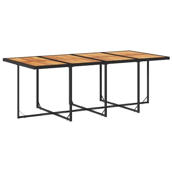 Salon de Jardin 8 Personnes Résine Tressée Rangement Compact Table Bois 220cm Noir – ComfortXL Outdoor Living - Image 4