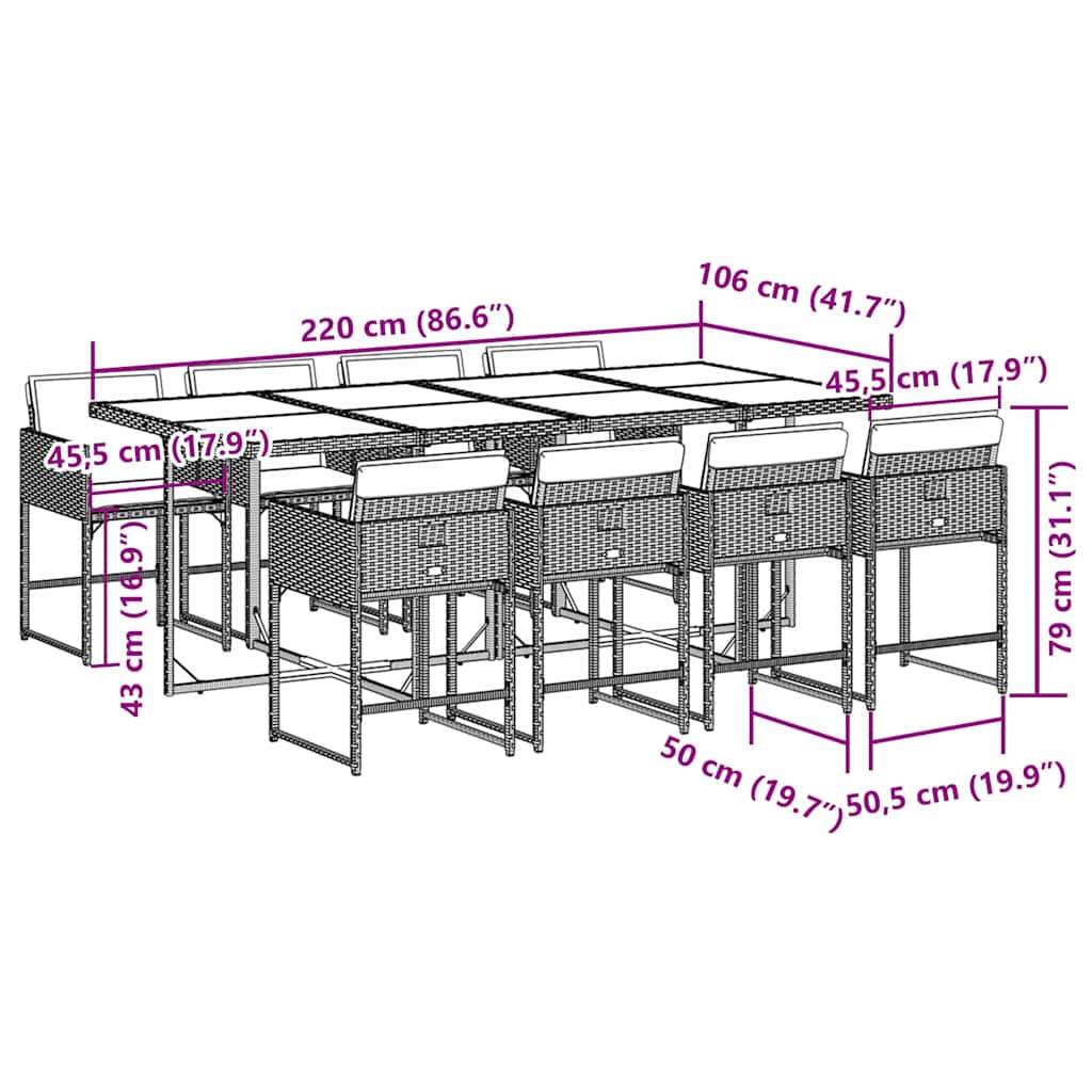 Salon de Jardin 8 Personnes Résine Tressée Rangement Compact Table Bois 220cm Noir – ComfortXL Outdoor Living - Image 6