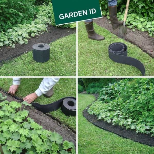 Garden ID - Bordure de jardin en caoutchouc recyclé - GARDEN ID Eco Border - 5 m H10 cm - Indestructible - Flexible, pose droite ou courbé - Image 4