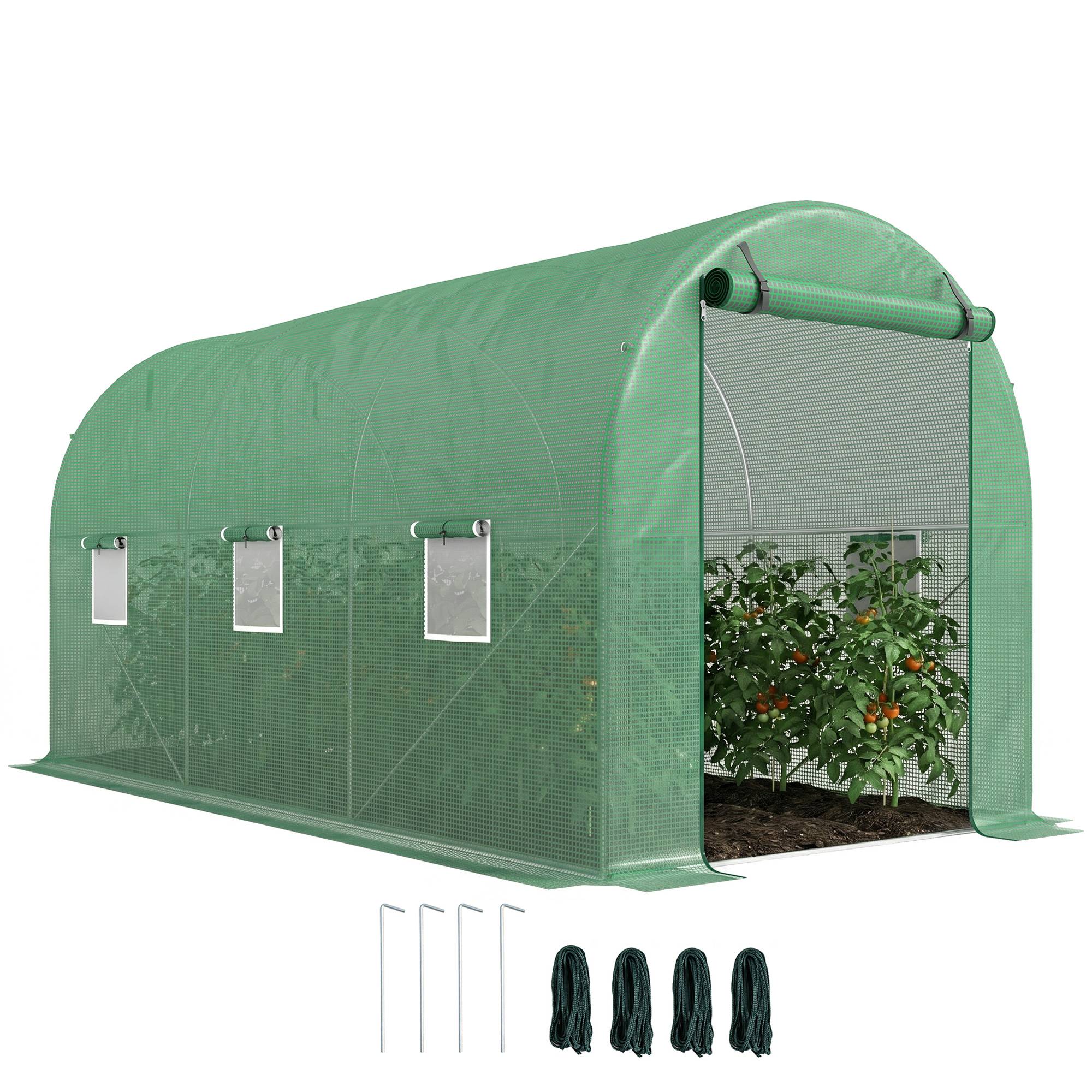 Sans Marque - Serre de Jardin Tunnel 8 m² 4L x 2l x 1,9H m Acier galvanisé renforcé diamètre 2,4 cm + PE fenêtres Porte Vert - Image 1