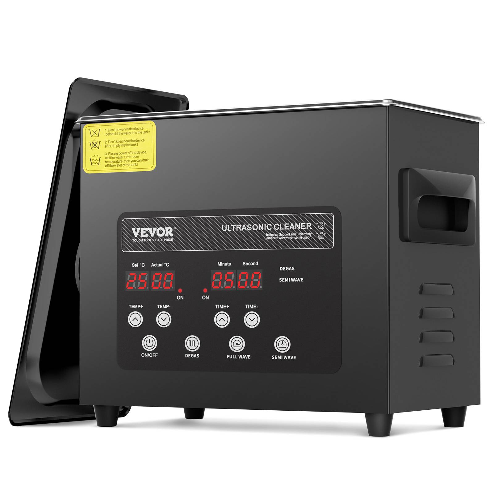 VEVOR Nettoyeur ultrasons numérique 3L, 120W, mode doux et dégazage, chauffage/minuterie, pour prothèses, bijoux, outils. - Image 1