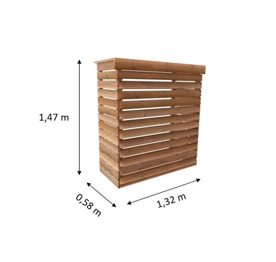 Habrita - Cache climatiseur extérieur XL - Bois thermochauffé - Ventelles fixes - Fixation murale ou au sol - 0,77 m² - Habrita - Image 2
