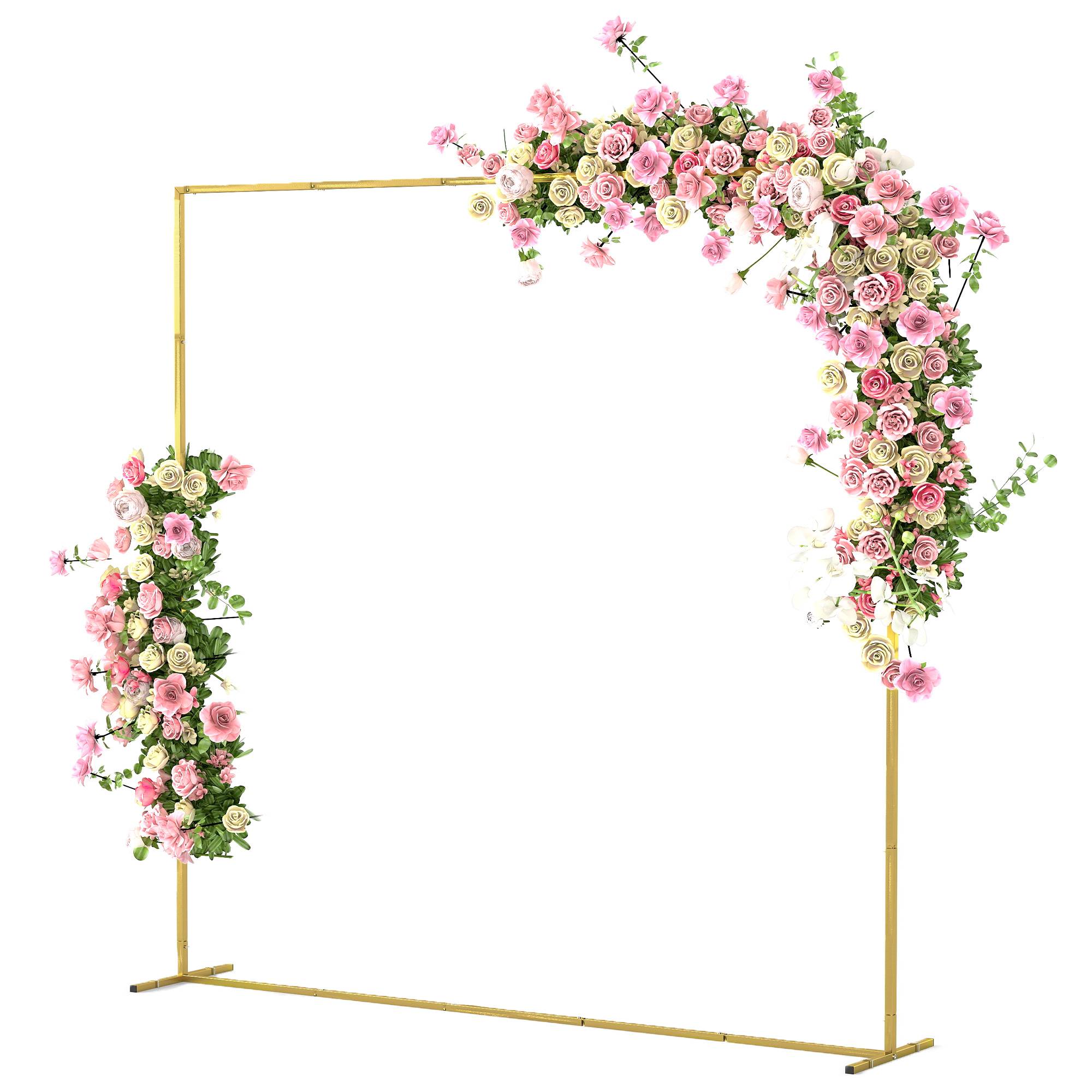 Arche de mariage métal extérieur support décoratif plantes événements 200x40x200cm or - ComfortXL Outdoor Living - Image 2