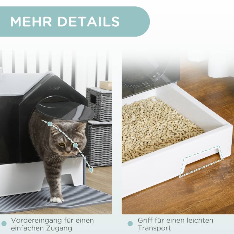 Maison de toilette chat intérieur 47 x 45 x 42 cm plastique gris - PANGIVO - Image 6