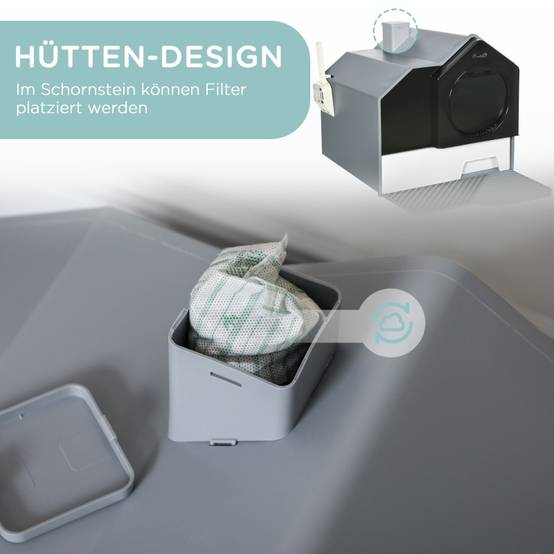 Maison de toilette chat intérieur 47 x 45 x 42 cm plastique gris - PANGIVO - Image 4