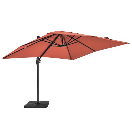 Oviala - Parasol déporté rotatif 3x3m et 4 dalles à remplir alu terracotta Malaga - Oviala - Image 3