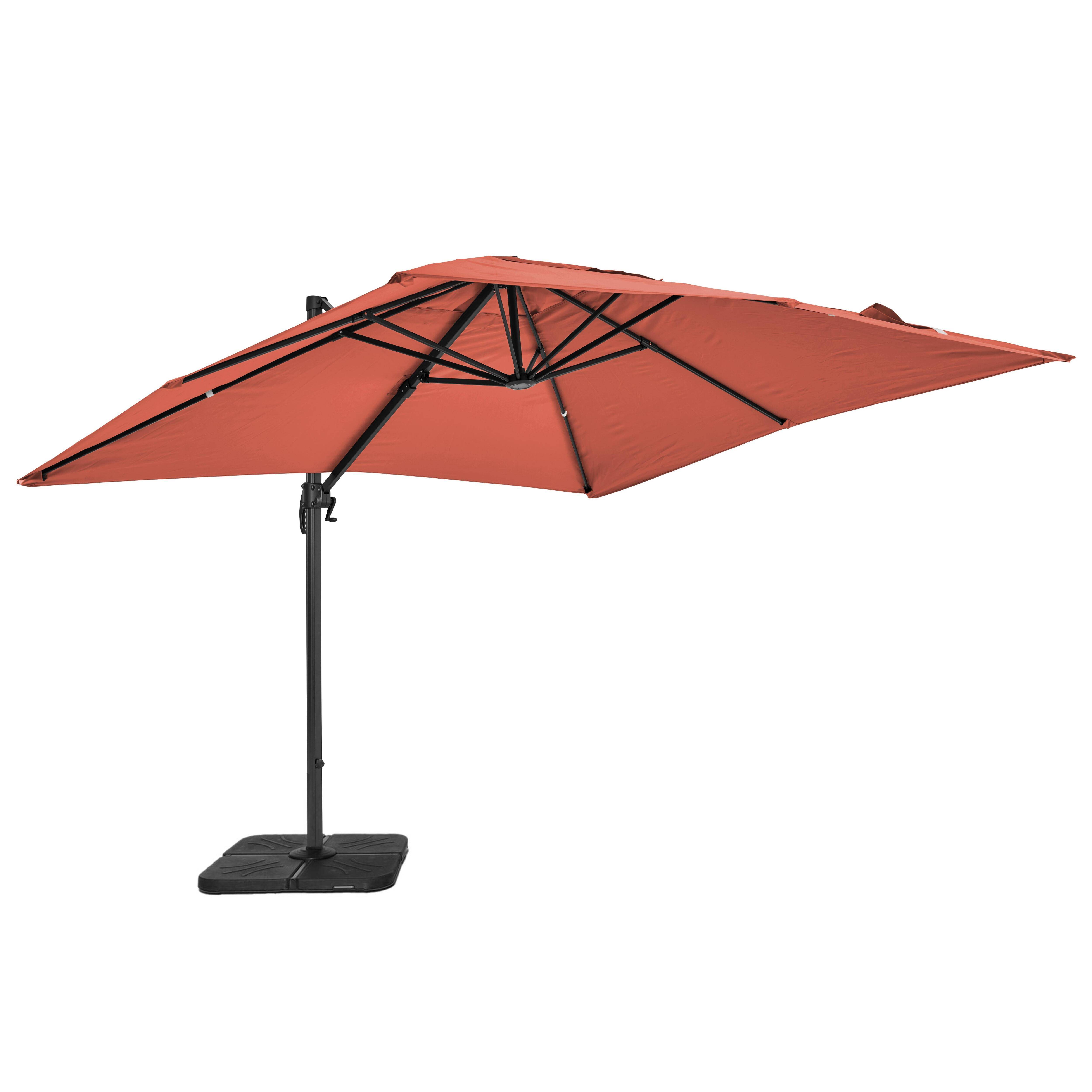 Oviala - Parasol déporté rotatif 3x3m et 4 dalles à remplir alu terracotta Malaga - Oviala - Image 3