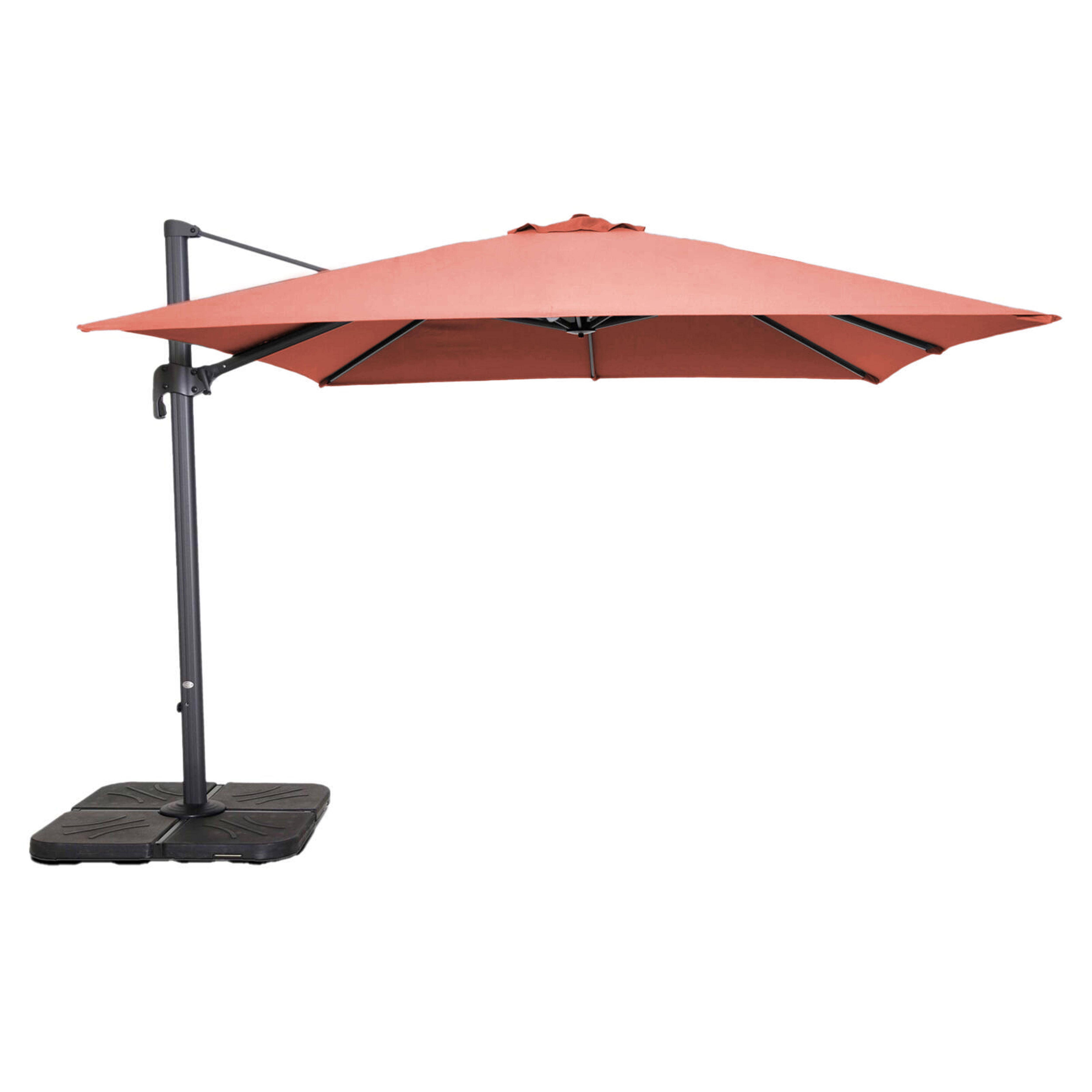 Oviala - Parasol déporté rotatif 3x3m et 4 dalles à remplir alu terracotta Malaga - Oviala - Image 1