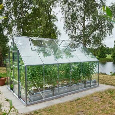 Halls - Serre de jardin Universal en verre horticole avec base 9.9m², Couleur Aluminium - Imagen 3
