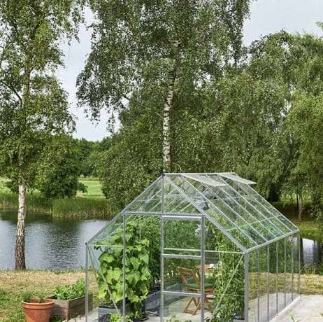 Halls - Serre de jardin Universal en verre horticole avec base 9.9m², Couleur Aluminium - Imagen 2