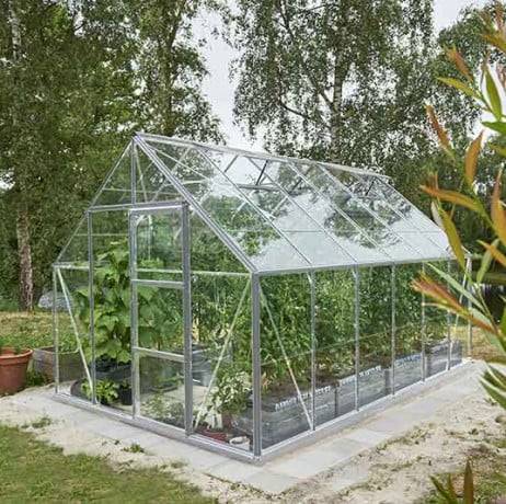 Halls - Serre de jardin Universal en verre horticole avec base 9.9m², Couleur Aluminium - Imagen 5
