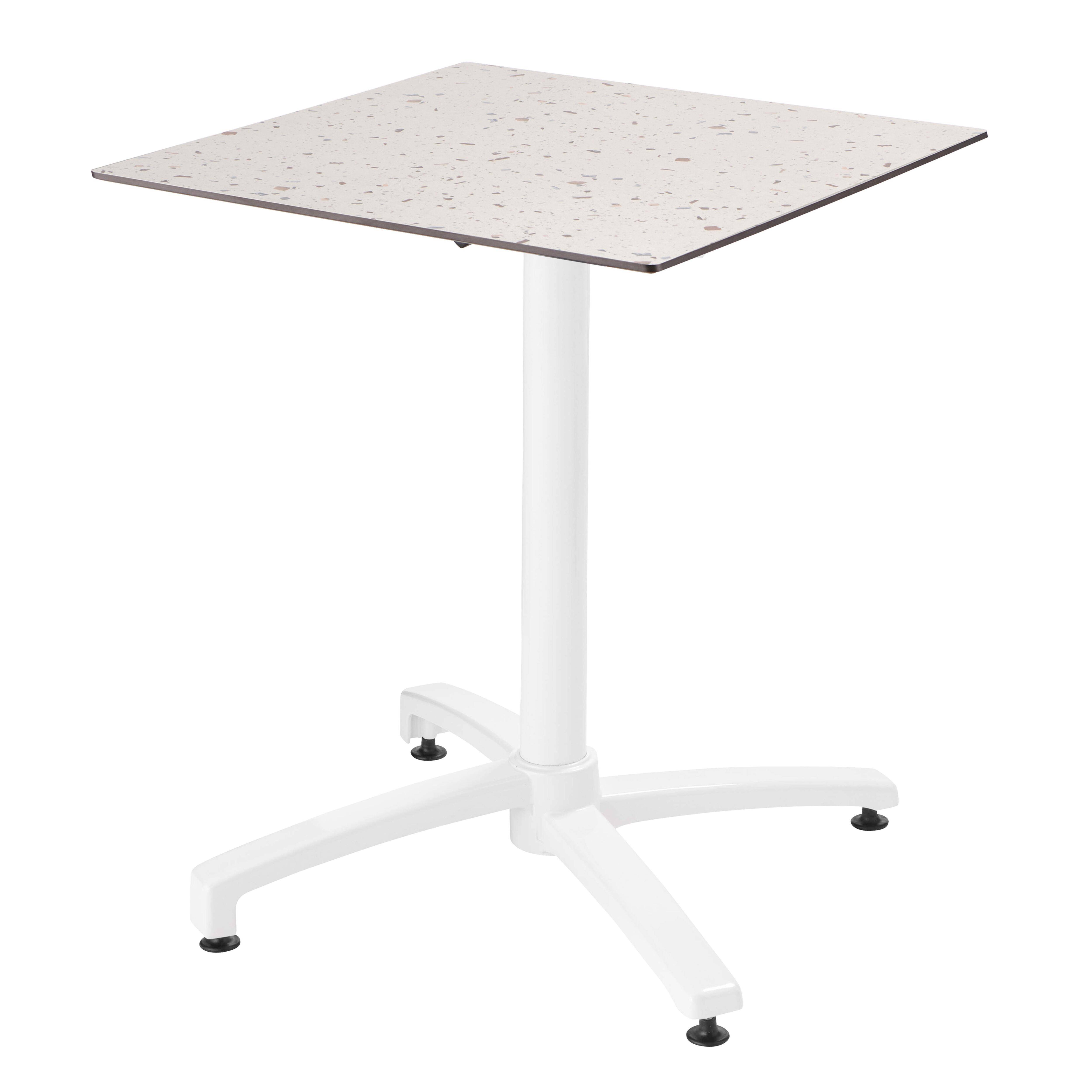 Oviala - Ensemble table 60 cm terrazzo et 4 chaises en métal blanc - Oviala - Imagen 2