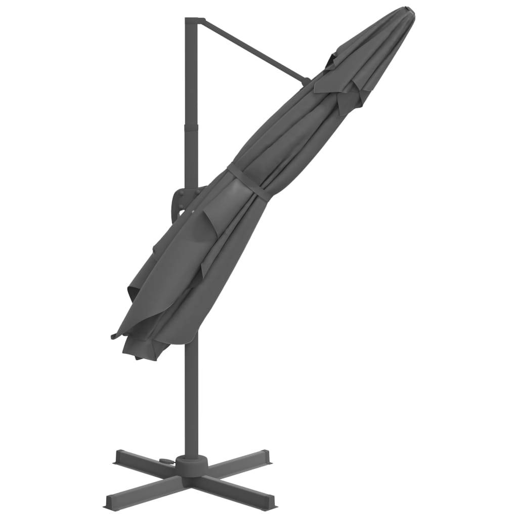 Helloshop26 - Parasol meuble de jardin déporté avec mât en aluminium 400 x 300 cm anthracite - Imagen 4