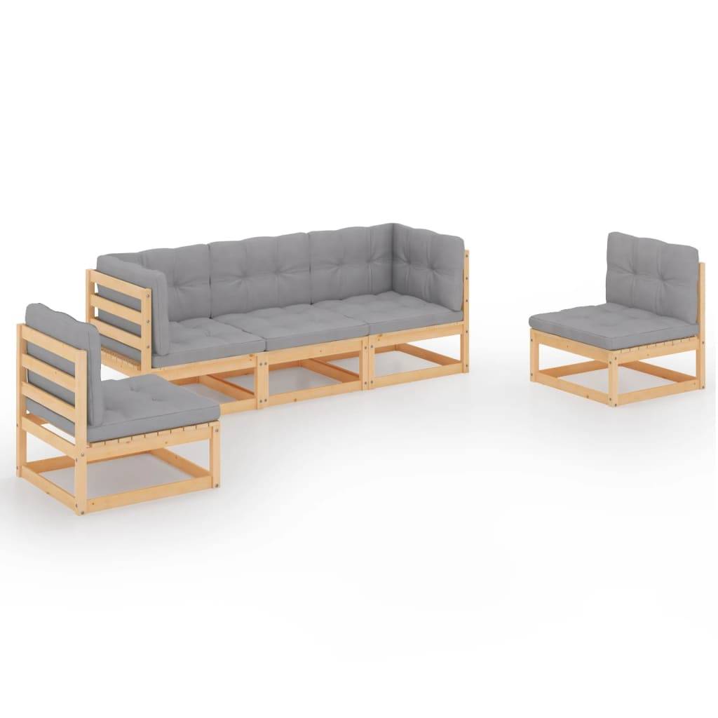 Helloshop26 - Salon de jardin meuble d'extérieur ensemble de mobilier 5 pièces avec coussins bois de pin massif - Imagen 1
