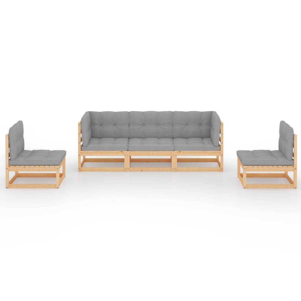 Helloshop26 - Salon de jardin meuble d'extérieur ensemble de mobilier 5 pièces avec coussins bois de pin massif - Imagen 2