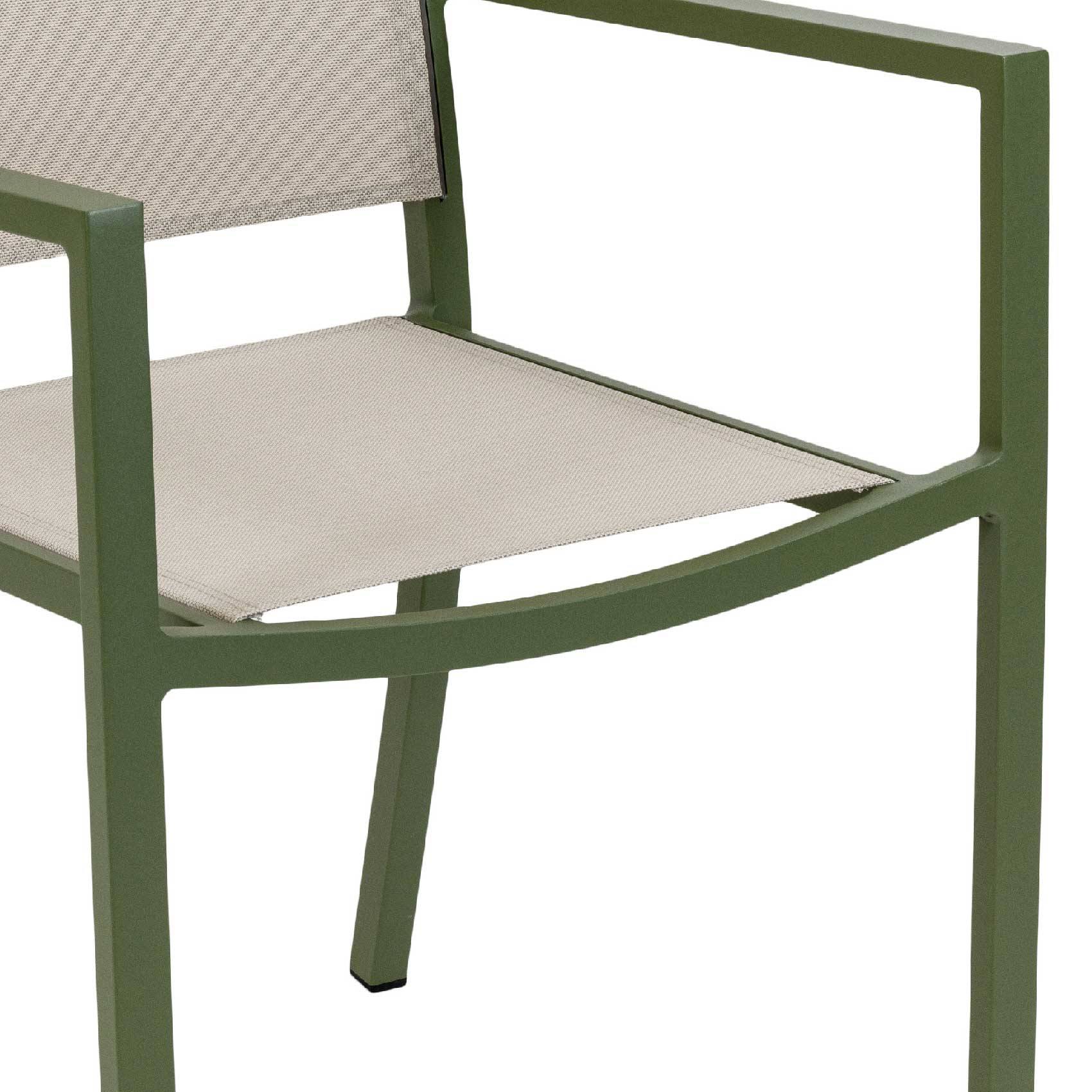 Fauteuil empilable à accoudoir - JARDILINE - Aluminium/Métal - Kaki - Imagen 3