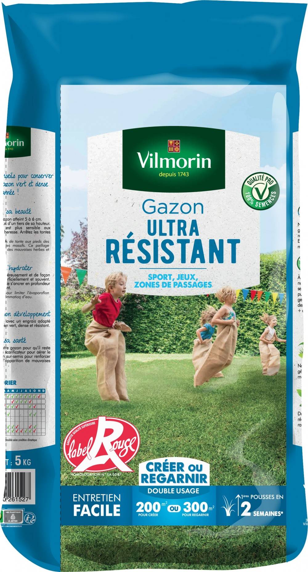Vilmorin - Gazon ultra résistant VILMORIN, 5 kg, 200 m² VILMORIN