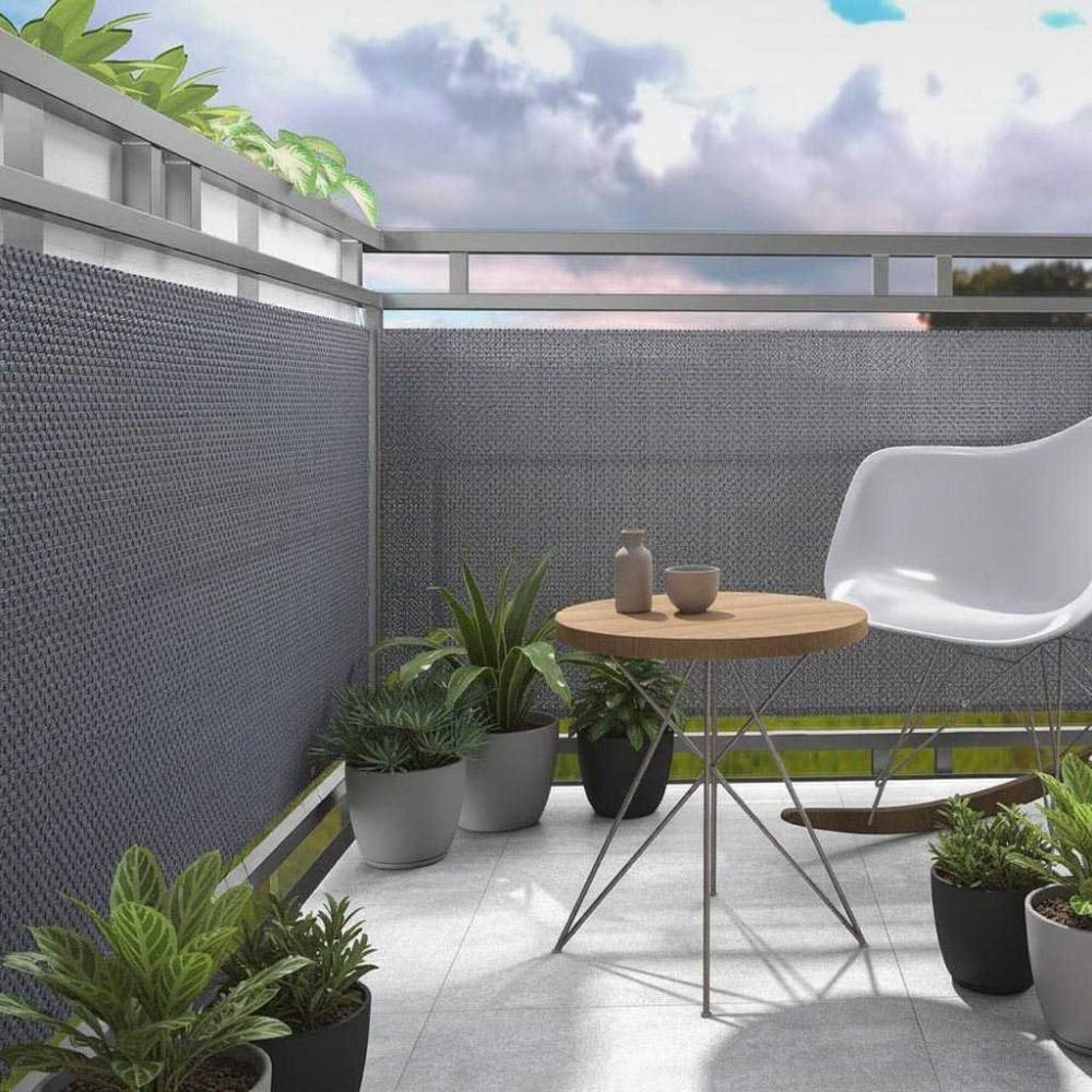 Rattan Art - Brise-vue en résine tressée pour balcon et clôture coloris gris clair 1 x 3 m - Imagen 2