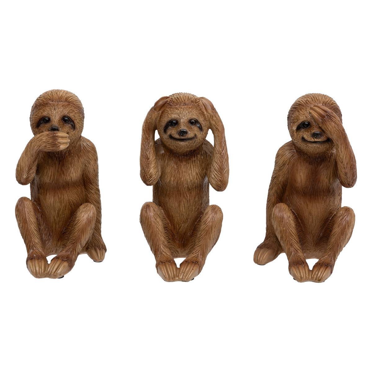 Objet déco Lot de 3 Paresseux en résine marron H 18 cm - Imagen 1