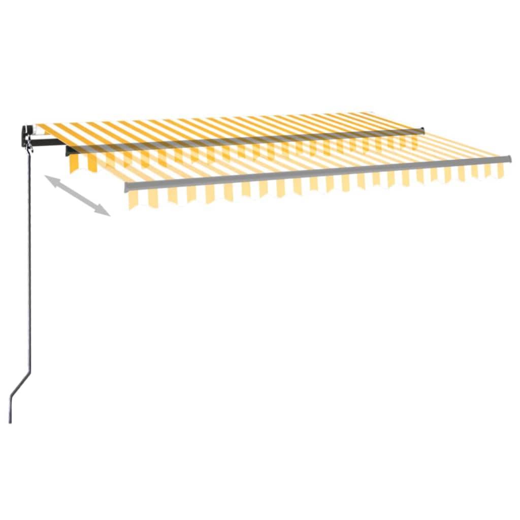 Store banne manuel éclairage LED aluminium pour terrasse 450x350cm Jaune/Blanc - ComfortXL Outdoor Living - Image 3