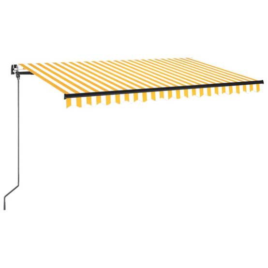 Store banne manuel éclairage LED aluminium pour terrasse 450x350cm Jaune/Blanc - ComfortXL Outdoor Living - Image 2